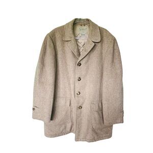 Fieldmaster Overcoat Coat Beige Long Sleeve Warm Button Front Vintage 60s L / XL